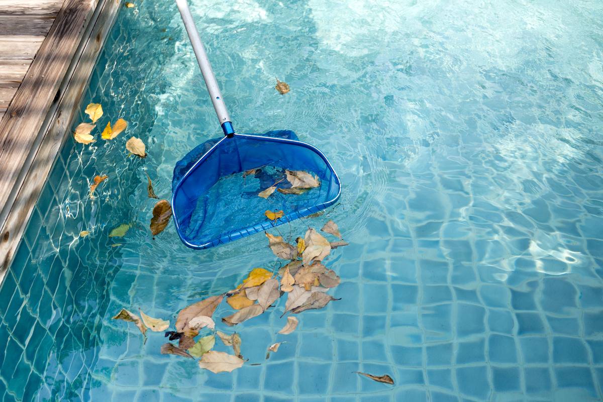 Nettoyage d'une piscine en automne